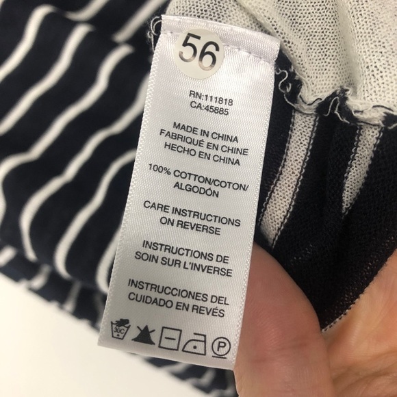 Michael Kors black & white stripe swoop neck S/L - Picture 5 of 8